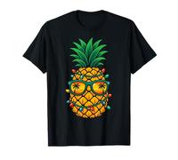Ananas de Noël Tropical avec lumières Fruits de Vacances de Plage T-Shirt