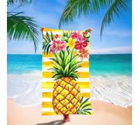 Ananas Serviette de Plage XXL 200x100cm, Jaune Serviette Plage Microfibre Adulte Drap de Plage avec Sac de Transport, Sans Sable, Séchage Rapide Portable Serviette de Voyage pour Plage, Piscine P6-4