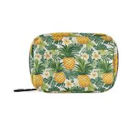 Ananas tropical, doré, jaune, vert, feuilles de palmier, sac médical avec compartiments détachables, sac de médicaments pratique, petit pilulier