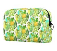 Ananas Tropical Palm Leaves Trousse de toilette pour femme, trousse de toilette de voyage, grande pochette de maquillage pratique avec fermeture éclair, multicolore, 18.5x7.5x13cm/7.3x3x5.1in, Trousse