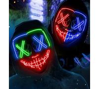 AnanBros Halloween Effrayant LED Masque Visage, La Masque Lumineux 3 Modes d'éclairage Pour les Carnavals, les Bals Masqués et les Soirées Costumées de Cosplay - 2 Pcs-multicolore