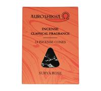 Anandam Auroshikha Surya Rose Lot de 14 cônes d'encens naturels fabriqués à la main traditionnellement en ashram indien