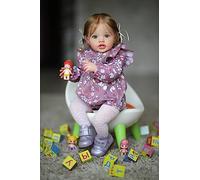 Anano Bébé Reborn Fille 60CM Réaliste Reborn Bébé Poupée Fille Qui Ressemble A des Vrais Doux Yeux Ouverts Renaître Poupée Reborn Silicone Fille avec Corps en Tissu