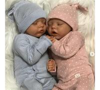 Anano Bébé Reborn Fille Jumelles Tout en Silicone Lavable 18 Pouces Vraiment L'air Réel De Couchage Reborn Jumeaux Bébé Fille Poupées Réaliste Renaître Poupée Jumeaux