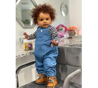 Anano Bébé Reborn Noir Métisse Silicone 70cm Poupée Reborn Grande Réaliste Grande Poupée Debout - Accessoires Complets