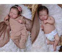 Anano Bébé Reborn Réaliste Fille Silicone Plein Corps 45cm Bebe Yeux Ouvert Full Body Souple Convient Aux enfant De 3 Ans Combinaison Blanche + Chaussettes Chaussures Accessoires