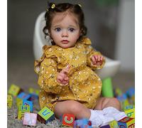 Anano Grand Bébé Reborn Réaliste Fille 60CM Poupée Grande Taille Reborn Fille Realiste Bebe Reborn Silicone Souple Qui Ressemble A des Vrais avec Cheveux Long