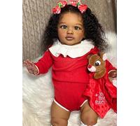 Anano Grande Taille Poupée Réborn Fille Noire Pippa 26 Pouces (66 Cm) Métisse Afro-américaine Bébé Reborn Réaliste, Cheveux Bouclés, pour Enfants De 3 Ans Et Plus
