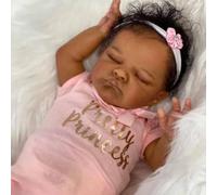 Anano - Poupée Bebe Reborn en Silicone Corps Entier Fille Noire de 18 Pouces Poupée Réaliste Africaine-Américaine avec Cheveux Doux Implantés à la Main (19"-AUG-Cotton-Rose)