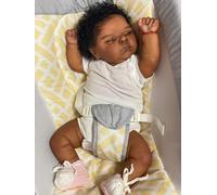 Anano - Poupée Bebe Reborn en Silicone Corps Entier Fille Noire de 18 Pouces Poupée Réaliste Africaine-Américaine avec Cheveux Doux Implantés à la Main (20"-PÊCHE-Silicone-Fille-Blanche)
