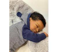 Anano Poupée Bebe Reborn en Silicone Noir Garçon Afro Américain 19 Pouces Poupon Realiste Fille Poupée Porcelaine Cheveux Long Poils Doux pour Enfants 3+