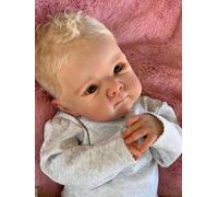 Anano Poupée Bebe Reborn Garcon 45cm Poupon Vrai Bébé Poupée Reborn Très Réaliste Bébé Fille Poupée Fait Main Mécanique Bebe Reborn Fille Silicone Souple avec des Cheveux Blonds