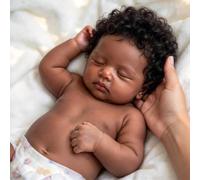 Anano Poupée Reborn afro-américaine noire réaliste de 50,8 cm | Poupée nouveau-né faite à la main avec un corps doux et des accessoires - Coffret cadeau pour enfants à partir de 3 ans