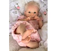 Anano Poupee Reborn Corps Silicone Fille 18 Pouces 45cm Bebe Reborn Qui Ressemble A des Vrais Bebe Reborn Tout en Silicone Souple Fille Realiste Corps Silicone Complet avec Tétine