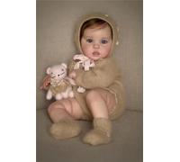 Anano Poupee Reborn Fille Realiste 50 Cm BéBé Reborn Silicone Corps en Silicone Souple RéAliste, Bebe Newborn Tout en Silicona avec Les Yeux Ouvert, Bebe Newborn Fille RéAliste