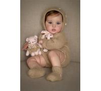 Anano Poupee Reborn Fille Realiste 50 Cm BéBé Reborn Silicone Corps en Silicone Souple RéAliste, Bebe Newborn Tout en Silicona avec Les Yeux Ouvert, Bebe Newborn Fille RéAliste