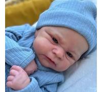 Anano Poupée Reborn Garçon 45 Cm Bébé Réaliste en Silicone Plein Corps, Yeux Bleus Peints À La Main - Édition Collectionneur pour Enfants 3+ Ans