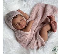 Anano Poupée Reborn Métisses Afro-américaines avec Vraies Veines, 48cm Bebe Reborn Qui Ressemble a des Vrais Nouveau-né, Peau Biraciale Poupon Vrai Bébé en Silicone avec Accessoires