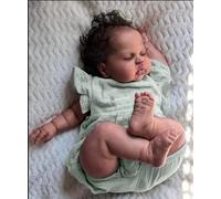 Anano Poupée Reborn Noir Fille Pickle 24 Pouces Grande Taille Réaliste Bébé Afro-Américain Silicone Vinyle Doux Baby Doll Réaliste Qui Ressemble À Une Vraie Poupée Bébé Noir