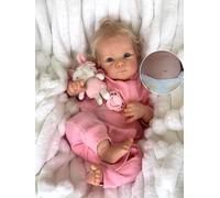 Anano Poupée Reborn Réaliste 45CM Tout en Silicone Fille Bébé Lavable Réel Renaître