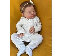 Anano Poupée Reborn réaliste, 48,3 cm, silicone, peau réaliste, veines bleues, membres rotatifs à 360°, vêtements et tétine