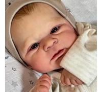 Anano Poupée Reborn réaliste en silicone pour bébé garçon 17 pouces 45 cm Poupée nouveau-né endormie anatomiquement correcte Poupée Reborn en vinyle de silicone Poupées reborn poupées peintes cheveux