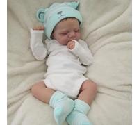 Anano Poupée Reborn réaliste garçon 45,7 cm endormi Poupée nouveau-né anatomiquement correcte en vinyle de silicone avec cheveux peints