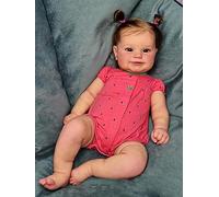 Anano Reborn Bébé Poupée Fille Réaliste Souriant Grande Taille 60CM Bébé Reborn Fille Qui Ont L'air Réel Renaître Bébé Reborn Qui Ouvre Les Yeux Bleus Corps en Tissu