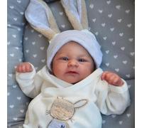 Anano Reborn Bébé Poupée Garçon Qui Ont L'air Réel Nouveau Né 46cm Yeux Ouverts Adorable Réaliste Souple en Silicone Vinyle Poupées Garçon Jouet avec Corps en Tissu