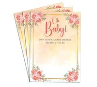 ANANYA FASHION & CRAFTS HUB Pink Rose Lot de 40 cartes d'invitation vierges pour fête prénatale 12,7 x 17,8 cm