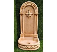 AnaParra Fontaine murale modèle Poniente 37 x 32 x 77 cm. Béton pierre avec robinet. Fontaine décorative pour extérieur. Poids : 30 kg. Couleur : tuile