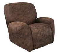 ANARACHON Lot de 4 housses de chaise inclinables d'aspect cuir qui restent en place - Housse de protection de meubles inclinables en tissu élasthanne, lavable (taille L, marron foncé)