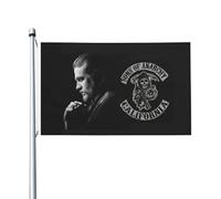 anarchy TV Series Sons Drapeau Double Face 3x5 Pieds (90x150cm) - Bannière Motard SAMCRO - Décoration Murale Série TV Rock - Cadeau pour Fan de Biker - Tissu Polyester Résistant