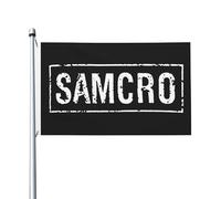 anarchy TV Series Sons Drapeau Double Face 3x5 Pieds (90x150cm) - Bannière Motard SAMCRO - Décoration Murale Série TV Rock - Cadeau pour Fan de Biker - Tissu Polyester Résistant