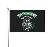 anarchy TV Series Sons Drapeau Double Face 3x5 Pieds (90x150cm) - Bannière Motard SAMCRO - Décoration Murale Série TV Rock - Cadeau pour Fan de Biker - Tissu Polyester Résistant