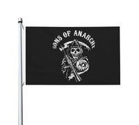 anarchy TV Series Sons Drapeau Double Face 3x5 Pieds (90x150cm) - Bannière Motard SAMCRO - Décoration Murale Série TV Rock - Cadeau pour Fan de Biker - Tissu Polyester Résistant