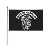 anarchy TV Series Sons Drapeau Double Face 3x5 Pieds (90x150cm) - Bannière Motard SAMCRO - Décoration Murale Série TV Rock - Cadeau pour Fan de Biker - Tissu Polyester Résistant