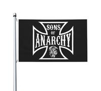anarchy TV Series Sons Drapeau Double Face 3x5 Pieds (90x150cm) - Bannière Motard SAMCRO - Décoration Murale Série TV Rock - Cadeau pour Fan de Biker - Tissu Polyester Résistant