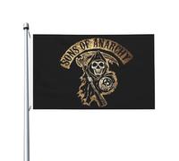 anarchy TV Series Sons Drapeau Double Face 3x5 Pieds (90x150cm) - Bannière Motard SAMCRO - Décoration Murale Série TV Rock - Cadeau pour Fan de Biker - Tissu Polyester Résistant