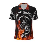 Anarchy TV Series Sons Polo Homme Classique - Chemise Polo Coton Style Rock Série TV - Haut Décontracté Fan Samcro - Cadeau Motard Biker Medium