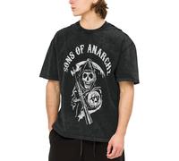 Anarchy TV Series Sons T-Shirt Oversize Vintage Lavé - Tee-Shirt Coton Col Rond Rock Série TV - Haut Décontracté Fan Samcro Homme/Femme X-Large