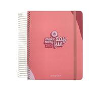Anartik Agenda scolaire 25-26 à spirales Fun Day rose jour page A5 bilingue papier FSC 80 g.