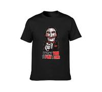 Anaser Saw Jigsaw Billy Puppet I Want You to Play A Game Unisex T-Shirt Printed Tee Graphic Top Men Black Shirt Black M