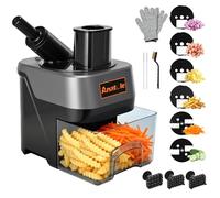Anatole 6 en 1 Coupe Légumes Électrique en Cubes Ondulées Trancheuse de Légumes Fruits Professionnel Rapeuse Multifonctions pour Concombre Pomme de Terre Carotte Oignon 100W 220V