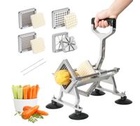 Anatole Coupe-Frites Professionnel avec 6mm 9mm 13mm 8-Coin Lames en Acier Inoxydable Coupe Pommes de Terre Frites Manuel Trancheuse de Légumes Commerciale avec Ventouses pour Carotte Oignon Pomme