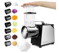 Anatole Coupe Légumes Électrique Broyeur à Glace 7 Lames Rape à Fromage Acier Inox 250W Rapeuse Carottes Professionnel Grand Calibre Trancheuse de Légumes Multifonctions 220V Fiche UE