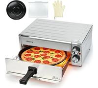 Anatole Four à Pizza Électrique Air Fryer Acier Inoxydable 12 po 1800 W Temps Température Réglable Pizza Oven Interieur Multifonctionnel avec Grille Plateau à Miettes Plaque Posable