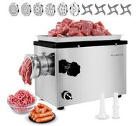 Anatole Hachoir a Viande Électrique Professionnel 1300W Acier Inoxydable Farce à Saucisse Multifonctions avec 4/6/8/10/12mm/3-Trous Plaques de Broyage 1 Remplisseur de Saucisses 4 Lames 220V