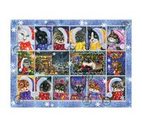 ANATOLIAN Puzzle chat Noël timbres 1000 pièces