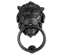 Anatolica Heurtoir de Porte Tête de Lion, 18 cm, Laiton Massif, Période Régence, Oxyde Noir